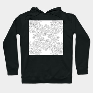 Non Colored Pattern with Floral Motifs Hoodie